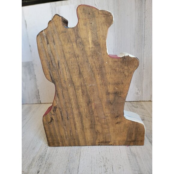 Wooden Santa Claus walking stick vintage home decor toy teddy bear - Picture 7 of 9